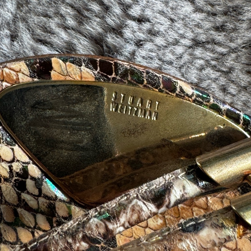 Stuart Weitzman Rolldown Metallic Snake-Embossed … - image 3